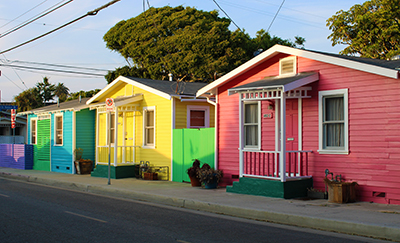 photograph of beach cottages